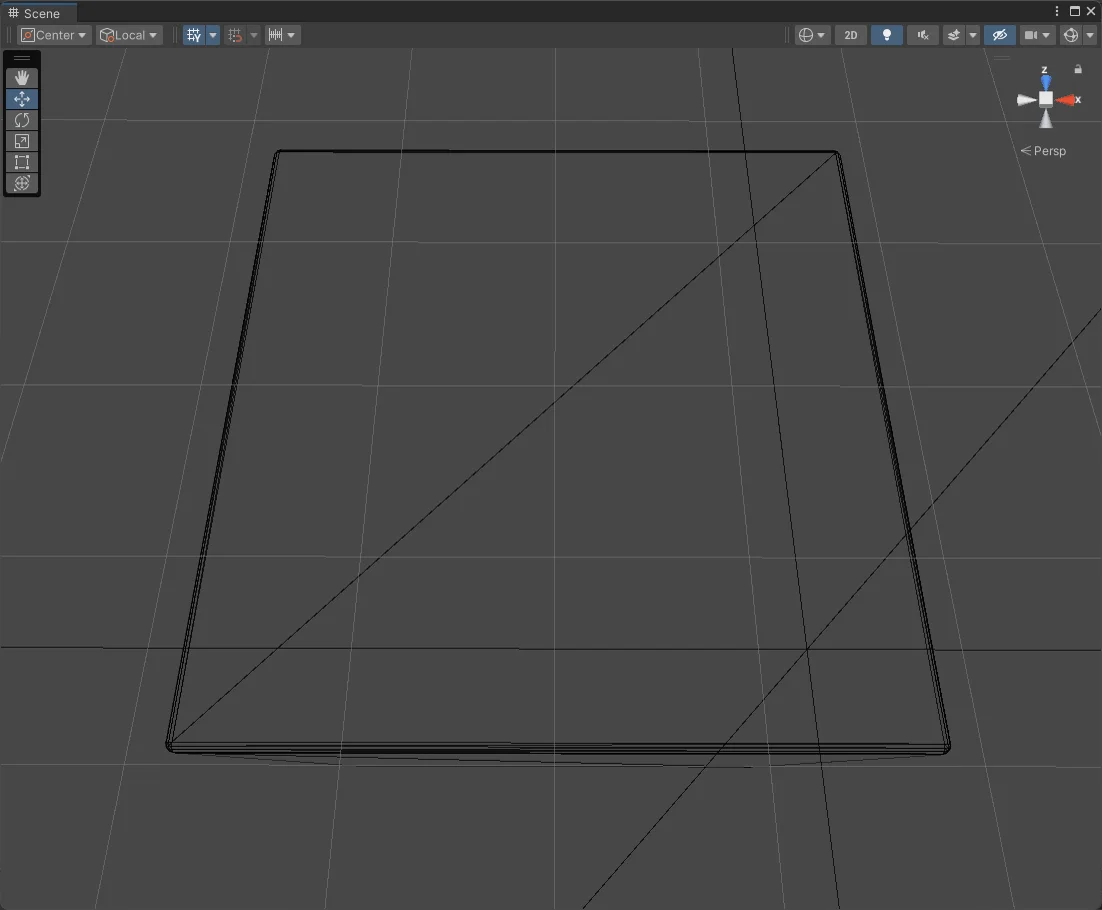 The same panel in wireframe: a plain flat slab with no modeled detail.