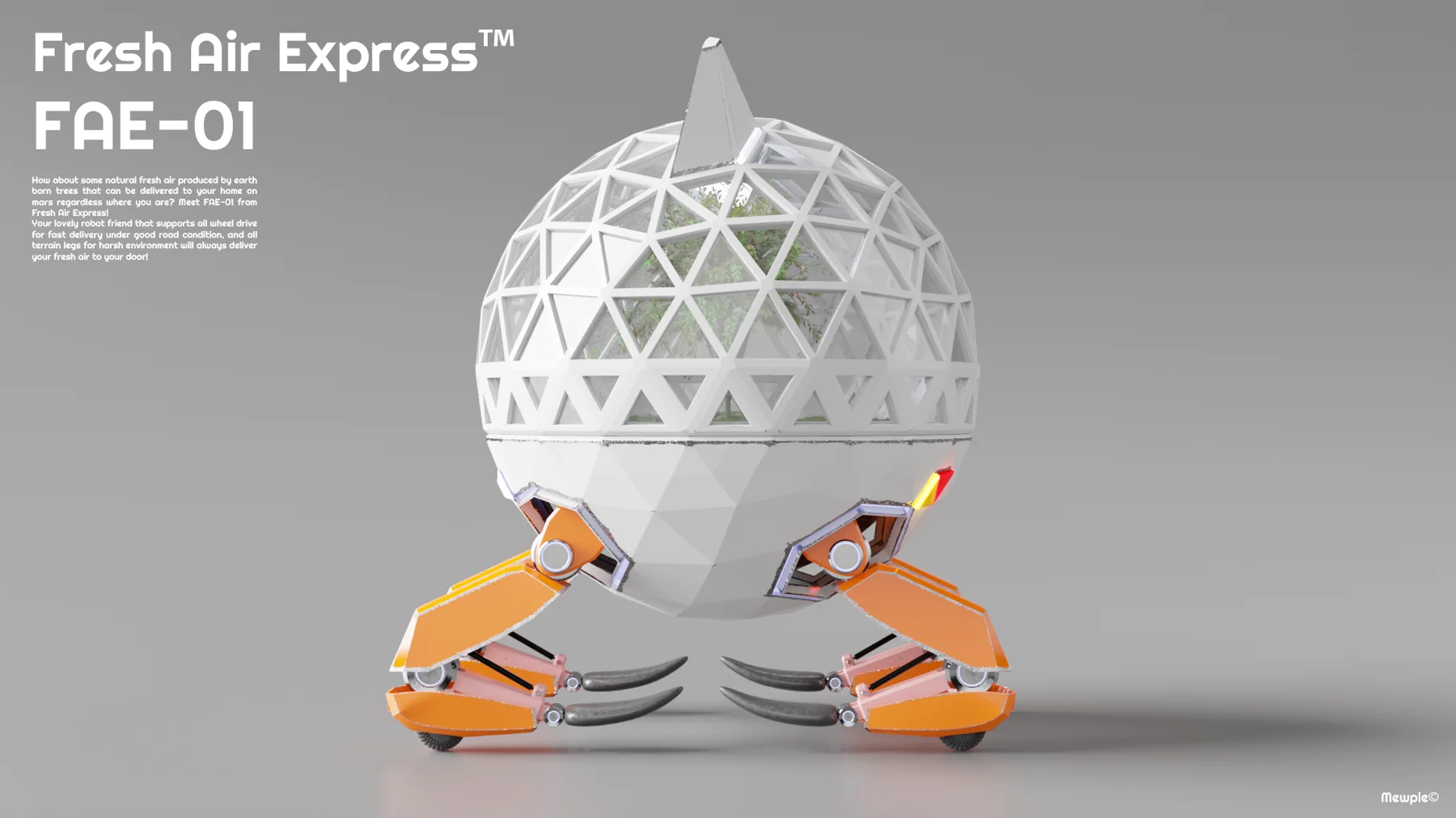 Side view of the robot crouched low with its legs folded onto wheels.